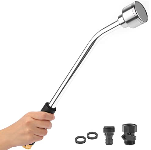 Sanpaint 18-inch Soft Rain Watering Wand with Shut Off Valve, Lightweight and Durable Metal Gentle Watering Wand Perfect for Hanging Baskets, Planters, Garden, Shrubs and Seedbed