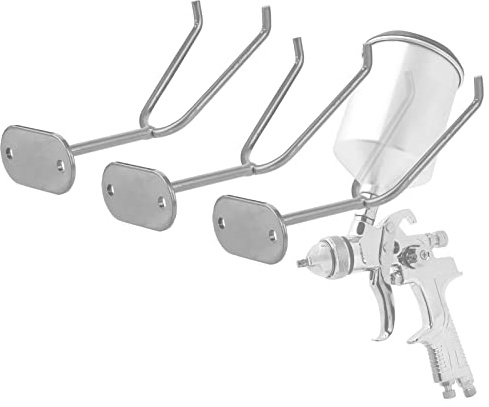 Paint Gun Holder for Paint Booth,Wall Mount Spray Gun Holder Paint Shop Accessory, Attach to Spray Booth Walls & Work Stations (Silver-3 Pcs)