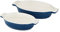 Barbary & Oak BO875002BLU Foundry Ceramic Oval Oven Dish with One Large and One Small Dish, Limoges Blue