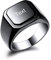 OTXIXTO Anfangsring Buchstabe Siegelring für Männer Frauen Personalisierter Name Gravierter Edelstahl Modeschmuck Hochzeit Paare Vatertagsgeschenk mit Ringgröße Einsteller (Schwarz, Größe 65)