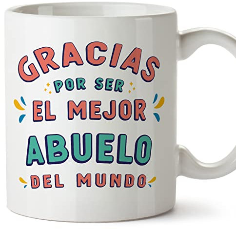 MUGFFINS Tazas para ABUELO - En Español - Gracias por ser el mejor - 11 oz / 330 ml - Regalo original y divertido