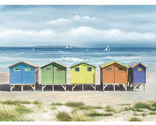 YSCOLOR Peinture Par Numéros Pour Adultes, Maisons De Bord De Mer D'Été Bricolage Peinture Acrylique Par Numéros Kits Sur Toile 40X50cm