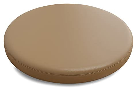 Trayosin Sitzkissen Rund Sitzkissen Stuhl Memory Foam aus Kunstleder Sitzkissen Boden Rund Sitzauflagen Dauerhaft rutschfest Gemütlich Sitzpolster für Tatami Garten Büro (Dunkles Curry,35cm)