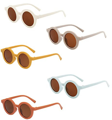 BEHAHAI Kids Round Sunglasses - 5PCS Retro UV 400 Sunglasses for Girls, Boys, Toddlers & Children Age 1-8
