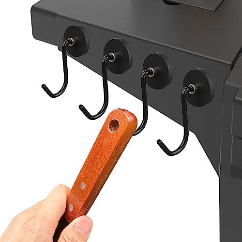 UNUSFIRE Smoker Grill Hooks 4 Pack Heavy Duty,Non-Slip Magnetic Hook for Grill Utensils,Strong Magnetic Hooks for Traeger Blackstone Pit Boss Camp Chef Z Grills BBQ Grill Accessories