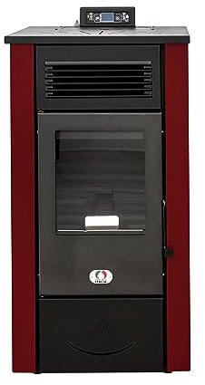 STUFE A PELLET ITALIA Canada 12 KW 5 Étoiles | Poêle à Granulés à Air Ventilé Efficacité 91% Chauffe 120m² Autonomie 15H Certifié 5 Étoiles Programmable 5 Vitesses et Puissances Garantie 24 Mois Rouge
