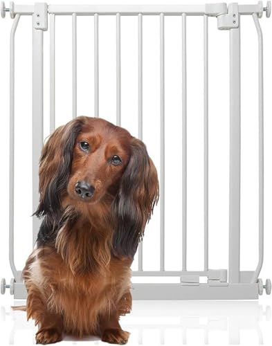 Bettacare Elite Hundegitter, 134cm - 143cm, Matt Weiß, Druckbefestigung Hundegitter für Hunde und Welpen,Barrière Einfache Installation