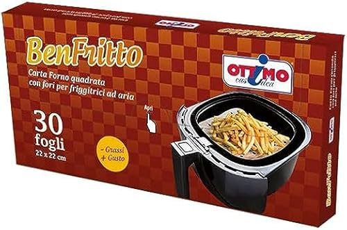 cubex professional Ben Fritto Fogli Forati Quadrati Per Friggitrice Ad Aria 22x22 Cm, 150 Pezzi In Carta Forno