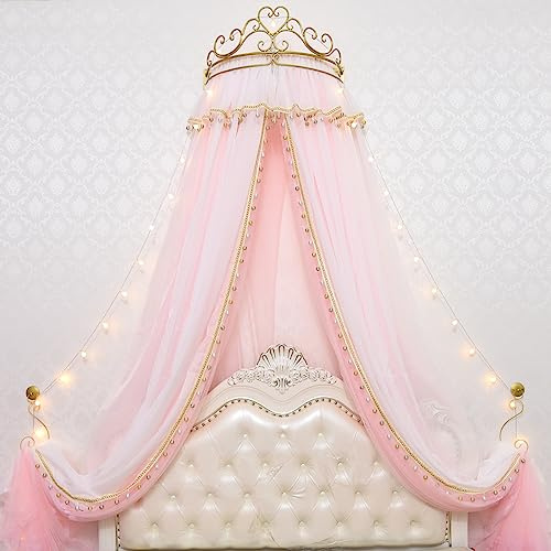 Mädchen Bett Vorhang Prinzessin Krone Bett Baldachin für Mädchen Kinder Zimmer Dekor Nachttisch Garn Netz Romantische Prinzessin Zelte Bett Baldachin Volant