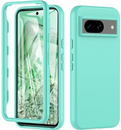for Google Pixel 8 Case,Pixel 8 Case [Military Grade Drop] 360° Full Body Liquid Silikon Rugged Bumper Case with Built-in 9H Screen Protector Shoockproof Cover Phone Case for Google Pixel 8,Green