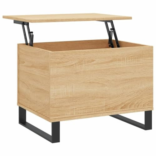 vidaXL Table Basse, Table d'Appoint avec Dessus Relevable, Bout de Canapé avec Pieds, Meuble de Rangement Salon, Moderne, Chêne Sonoma Bois d'Ingénierie
