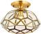 ICEMOB Plafonnier LED intérieur rond en laiton rétro américain E27 tête de lampe abat-jour en verre montage en surface plafonnier encastré mode décoration de la maison luminaires économie d'énergie