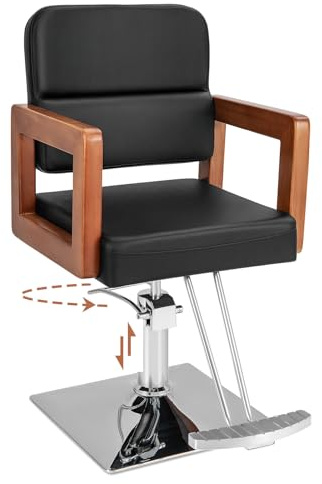 RELAX4LIFE Fauteuil Barbier Pivotant à 360° avec Dossier & Repose-Pieds | Chaise à Coiffure Hydraulique, Hauteur d’Assise Réglable 50-65 CM, Equipement Coiffure pour Spa Maquillage, Charge 250 KG