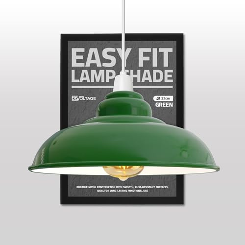DC VOLTAGE Retro Ceiling Pendant Lamp Shade Green Metal 32 cm Width 13.5 cm Height Curved Shape Ideal for Living Room Bed Room Kitchen Office Balcony Restaurant Bar