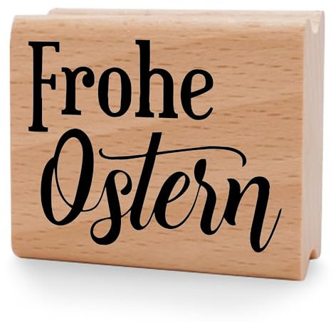 NEWSTAMPS Stempel Frohe Ostern 07 Motivstempel groß aus Holz & Gummi zum Karten und Geschenke basteln, Holzstempel für Osterkarte, Grußkarte, Scrapbook, Textilstempel, Deko, Kinder