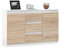VBChome Kommode 120 x 35 x 75 cm mit 3 Schubladen und 2 Türen Weiß - Eiche Sonoma Grifflose Schubladenkommode Mehrzweckschrank für Flur Schlafzimmer Wohnzimmer