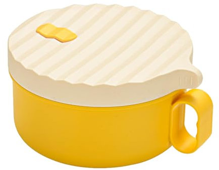 Namvo Stainless Steel Noodle Bowl with Lid, 1200ml Instant Noodle Bowl with Handle, Round Microwave Heating Cup for Salad, Ramen, Kitchen Mixing (Yellow)