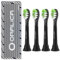 Oralica Kompatibel für Philips Sonicare W DiamondClean Aufsteckbürsten HX6062 HX6063 HX6064, Whitening, Plaque Fleckenentfernung mit mittleren Borsten und Zungenreiniger-Gummi, Schwarz, 4 Stück