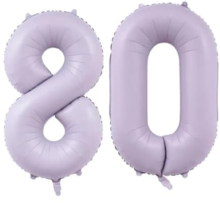 Geburtstag zahlen Luftballon 80 jahre-cremeviolett XXL Jumbo Folienballon 40 Zoll – 101 cm Luftballons 80. Geburtstag Junge Mädchen Babyparty Geburtstagsdeko Jubiläumsparty Dekoration