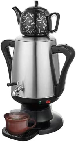 JODAIS Machine à thé électrique Turque, Bouilloire de 4 L et capacité de théière de 1 L, arrêt Automatique et Protection Contre l'ébullition à Sec, pour thé Russe et Turc