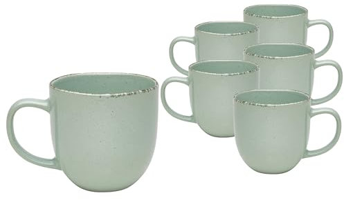 Van Well | URBAN Kaffeebecher 32 cl grün 6er Set - Steinzeug stylisch, handlicher Kaffee - Tee Becher