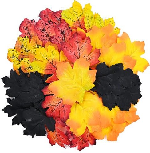 ADQUATOR 40pcs Autumn Artificial Maple Leaves,Mixed Color Fall Leaves Gifts for Autumnal Theme party Crafts DIY Thanksgiving Day Halloween Decorations