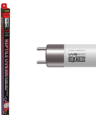 Exo Terra UVB 300 T5 Ultra High Output Fluorescent Reptile Bulb, 24w, 22 | Vitamin D3 & Calcium Support. Ideal for Tall Terrariums.