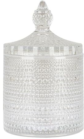 Large Glass Sweet Jars with Lids 650ml, Vintage Embossed Candy Dish/Container for Cookie, Nut, Dried Fruit Storage, Biscuit Barrel, Decorative Glass Jars for Candy Buffet, Jewelry Box, Apothecary Jar