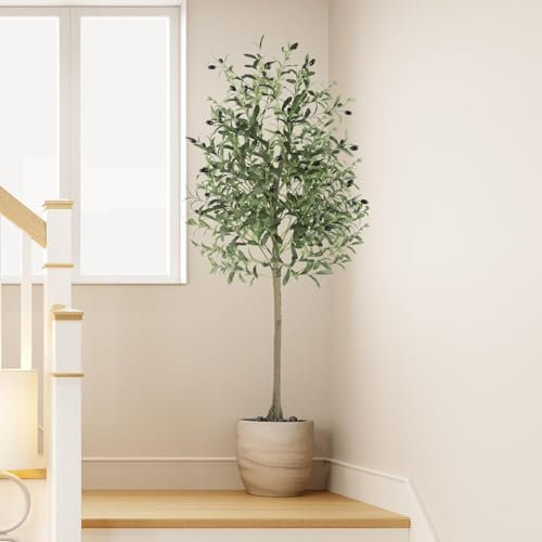 YOLEO 5FT Artificial Olive Tree Faux Silk Olive Plant for Home Office Decor Indoor Lifelike Fake Tree (Style 3)
