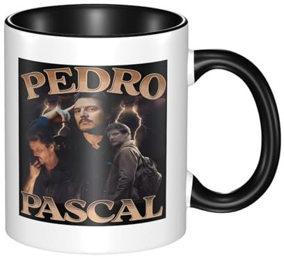 SdetYuia Pedro Pascal - Taza de café de cerámica con asa para oficina, hogar, regalo, té caliente, 12 onzas, color negro