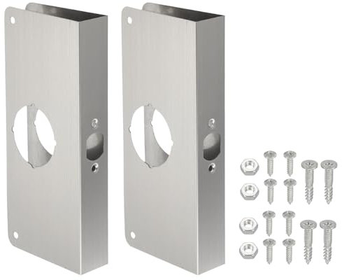 PATIKIL Door Reinforcement Plate, 2 Set Doors Reinforce Repair for 1-3/8 Thick Door 9 Size Door Knob Lock Latch Deadbolt Cover Plate Home Security, Silver