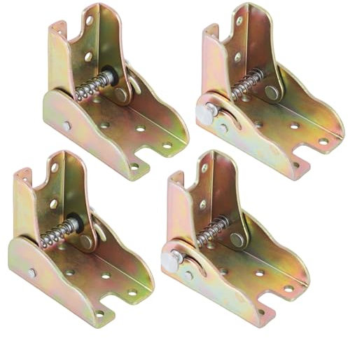 4 Pcs Folding Table Leg Brackets, Self Locking Foldable Hinges, 90 Degree Self-Locking Extension Support for Table Bed Leg, Foldable Hinge Hardware Support (Silver)