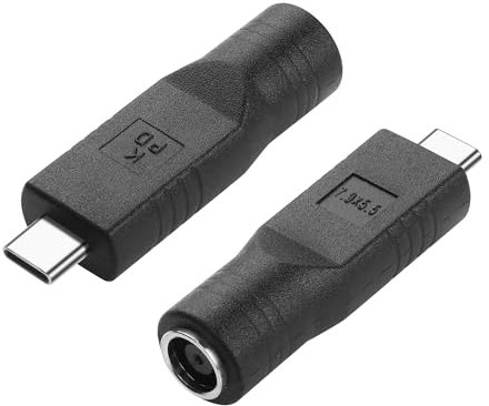 PNGKNYOCN USB C Male to DC Female Power Adapter Type-C to DC 8mm Female Converter Work with 20V/100W+ Type-C PD Source(2-Pack)