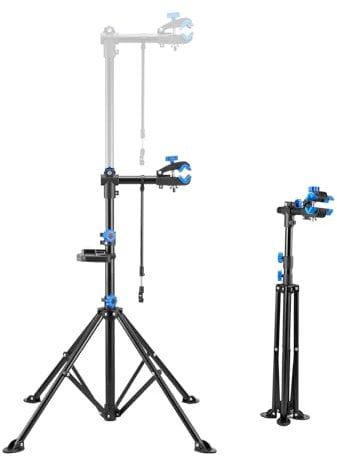 VEVOR Supporto per Riparazione Bici 955 x 940 x 1505 mm Supporto da Lavoro per Bici Resistente, Carico Nominale di 29,9 kg con Altezza Regolabile 835 a 1440 mm e Vassoio Portautensili Magnetico