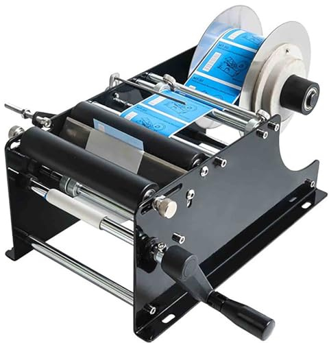 XSDAJSD Manuelle Etikettiermaschine für runde Flaschen, Etikettier-Etikettenapplikator, Etikettendrucker-Verpackungsmaschine für runde Flaschen aus Glas, Kunststoff, Metall usw.