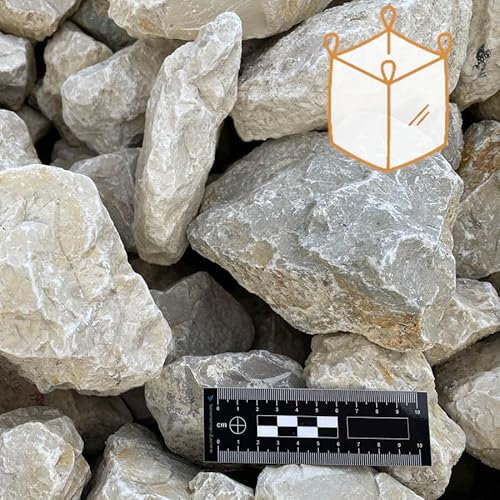 Via Matériaux Pierre à Gabion 80/150 Concassé Calcaire Premium, Big Bag de 1500kg, Blanc-Beige (GR80/150CC-BB-VM01, Gravier calcaire, 8, GR80/150CC-BB-VM01)