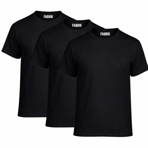 Fabrik Pure Cotton Crew Neck Tee Shirt for Men 3 Packs, 2XL-8XL