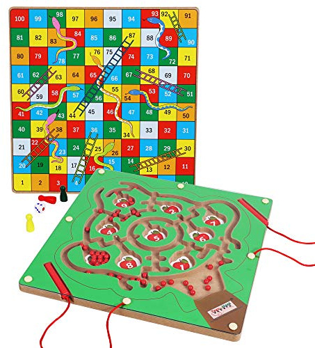 Toys of Wood Oxford TOWO Magnetisches Zahlenlabyrinth aus Holz – Mathe-Puzzle und Labyrinth-Brettspielspielzeug für Kinder ab 3 Jahren