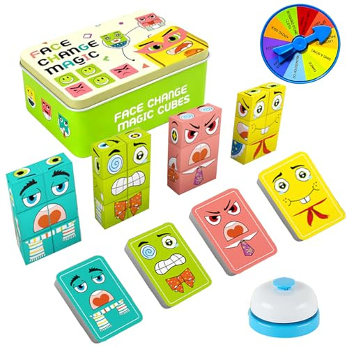 TZQFROCE Face Changing Magic Cube Montessori-Puzzlespielzeug mit Glocke Kinder 3D Puzzle Face Changing Magic Cube Set für 3-12 Kinder Gift für Jungen und Mädchen