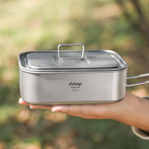 ATiAP Titan-Bento-Box mit Deckel, 800 ml Lunchboxen mit Klappgriff, tragbares Kochgeschirr für Outdoor-Camping