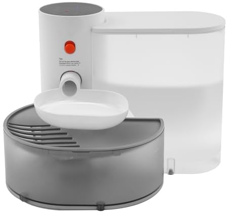 Fuente para gatos con depósito de agua dulce de 3 litros, fuente automática para gatos y perros pequeños, dispensador de agua sin filtro con control inteligente y depósito de agua visible (blanco)