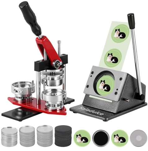 2.28 Round Magnet Button Maker Kit 5-in-1 Magnet Badge Maker Machines 58mm Button Magnet Press with Paper Cutter& 200 Magnets Supplies