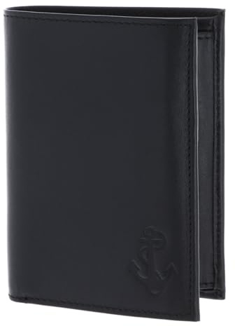 Oxmox Leder Geldbörse Leather RFID Protect Kombibörse Freedom Anchor Embossed Black schwarz