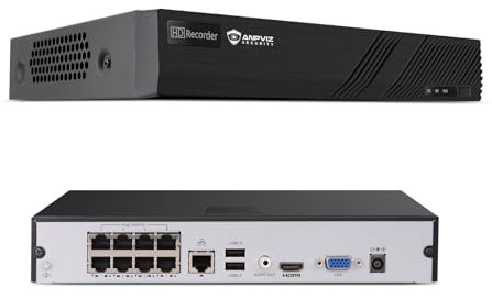 Anpviz 4K 8CH PoE NVR für Heim-Sicherheitskamerasystem, keine HDD | Nur Plug & Play Anpviz U-Serie-Kamera, 8-K-Netzwerk-Videorecorder, unterstützt 8MP/6MP/5MP/4MP PoE-Kamera (U-Serie)