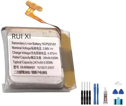 RUI XI Battery compatible For Samsung Galaxy Watch 4 42mm SM-R880 247mAh 3.88V EB-BR880ABY Battery