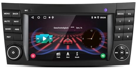 Junsun Autoradio für Mercedes E-Klasse (W211) & CLS (W219) – 7 Zoll Touchscreen, Android 13, 2GB+32GB, mit CarPlay, Android Auto, Lenkradsteuerung, Bluetooth, WiFi, DSP, AM/FM Radio