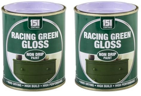 HOCHSTE 151 Coatings Gloss Paint, Non Drip Interior & Exterior Paint, High Build Finish, Smooth Application for Wood Metal Doors, Furniture, Durable Gloss Coating, 300ml (Racing Green, Pack of 2)