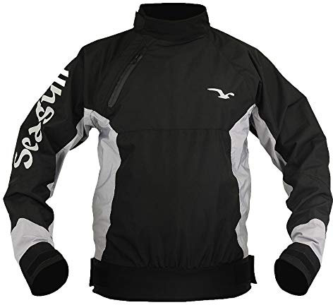 Azure Wasserdichte, atmungsaktive Sprühjacke, Segelsport, Kanu, Kajak, Größe S - XXL, schwarz / silber, S