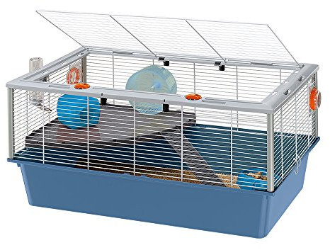 FERPLAST Nagetierkäfig CRICETI 15 für Hamster, aus Metall, inklusive Zubehör: Futterkrippe, Trinkflasche, Haus, Rad, Regal, Leiter. 78x48xh39cm