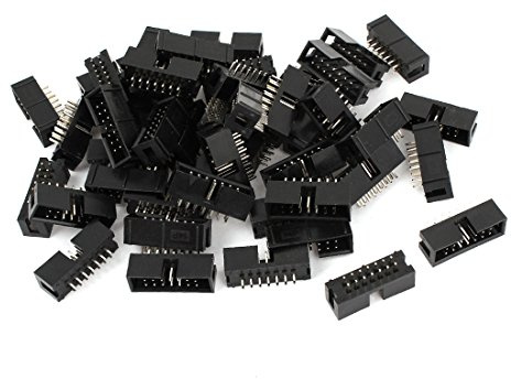 sourcing map 50 Stücke IDC Wannenstecker DC3-14P 14 Wey JTAG Socket Schwarz | Connector, 2.54mm, DE DE